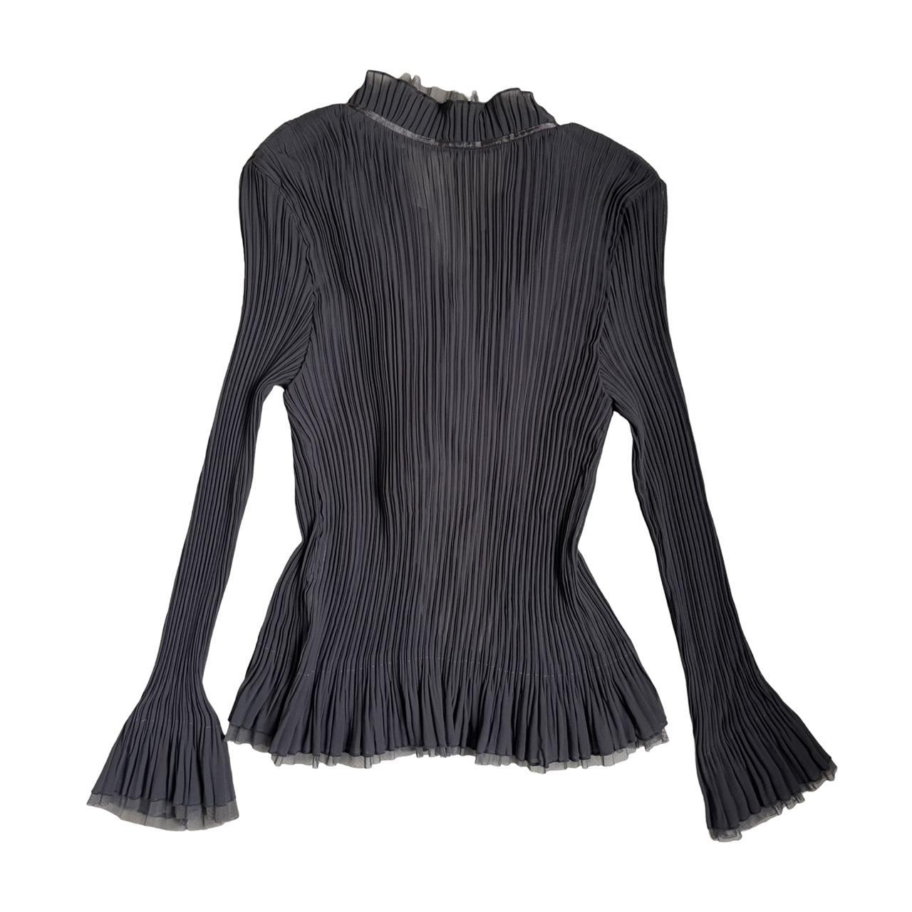 Pleated Sheer Ruffle Blouse
