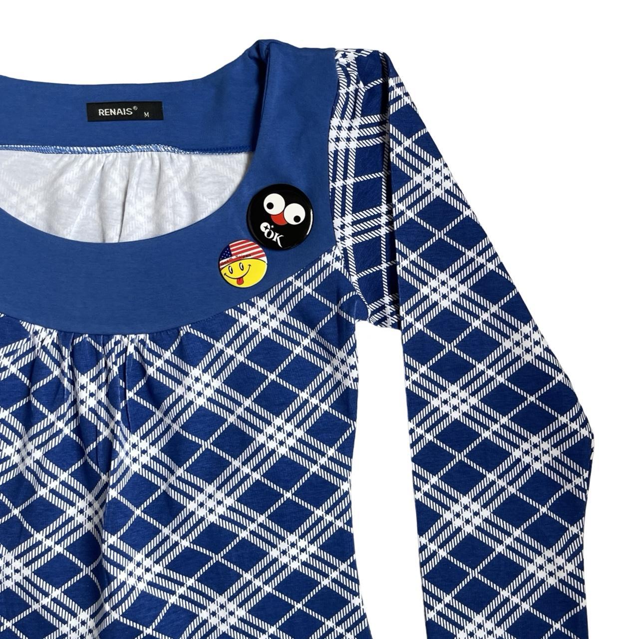 Checked Long Sleeve Badges Top