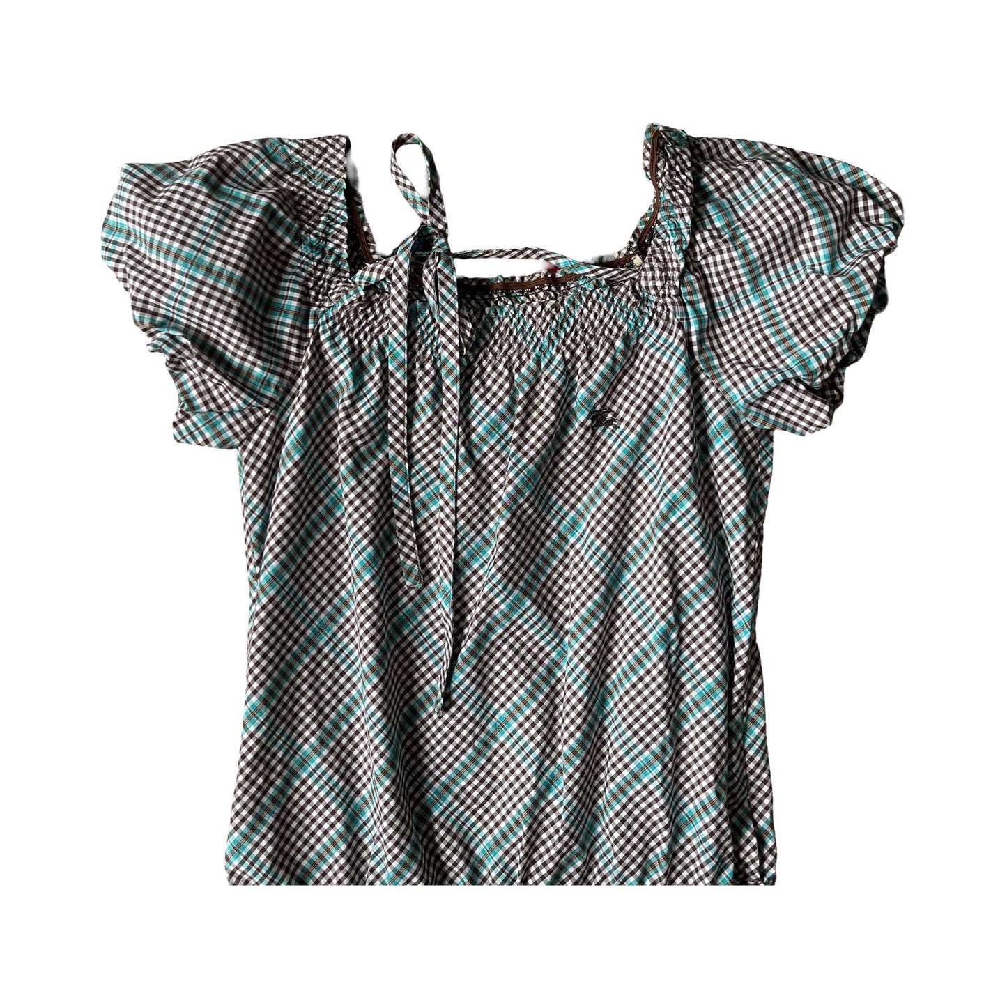 Burberry Checked Puff Sleeve Mini Dress