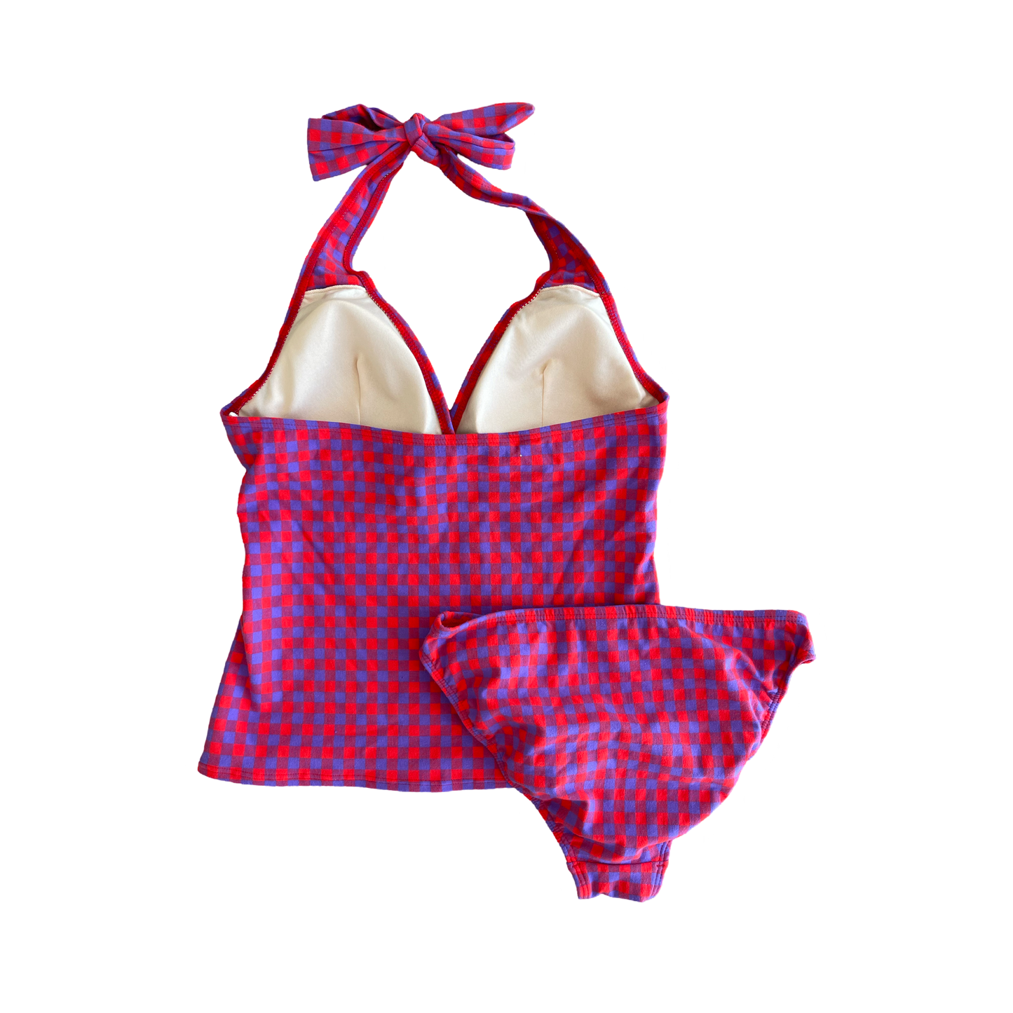 Checked Halter Neck Tankini