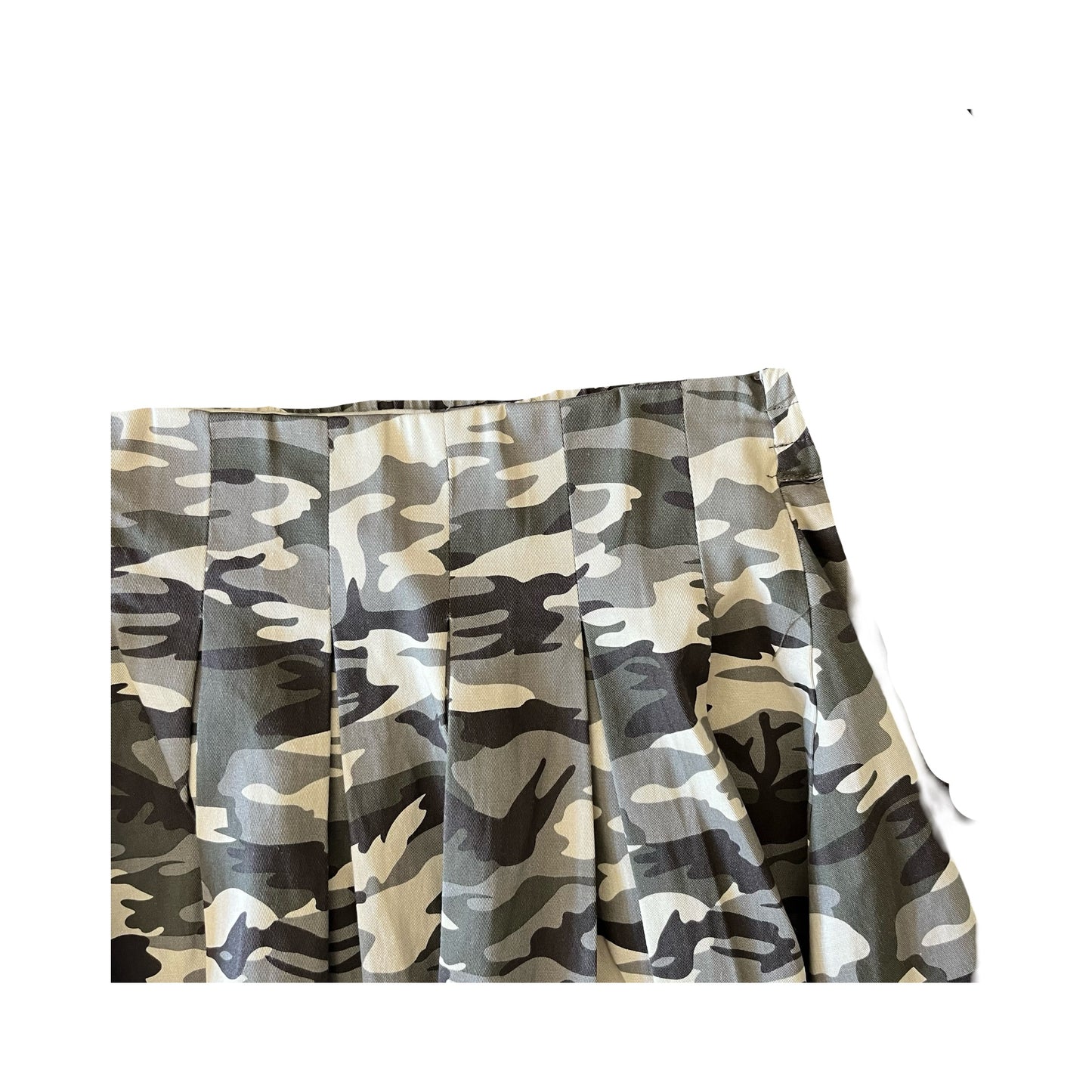 Camo Pleated Midi Skirt