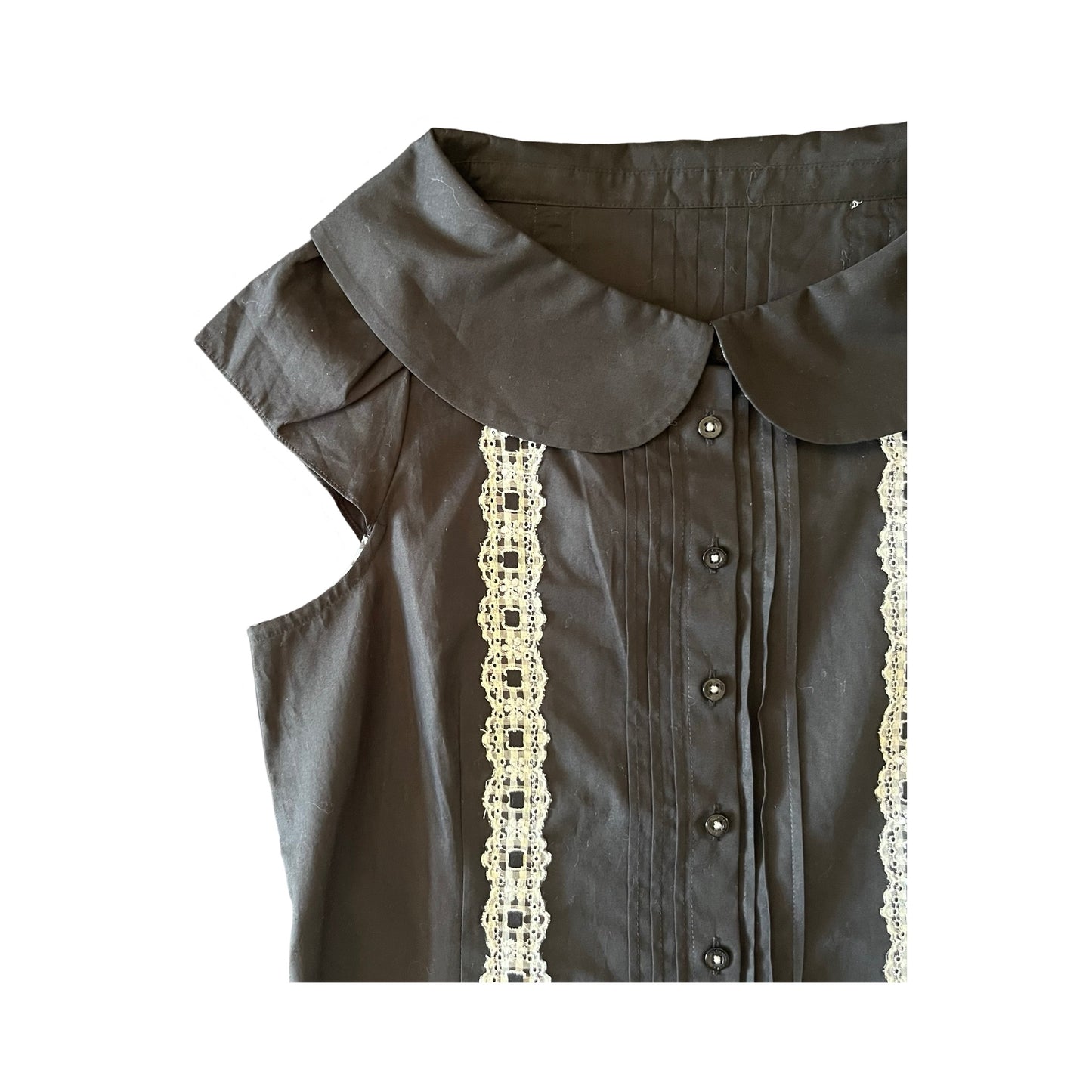 Gingham Lace Button Up Blouse