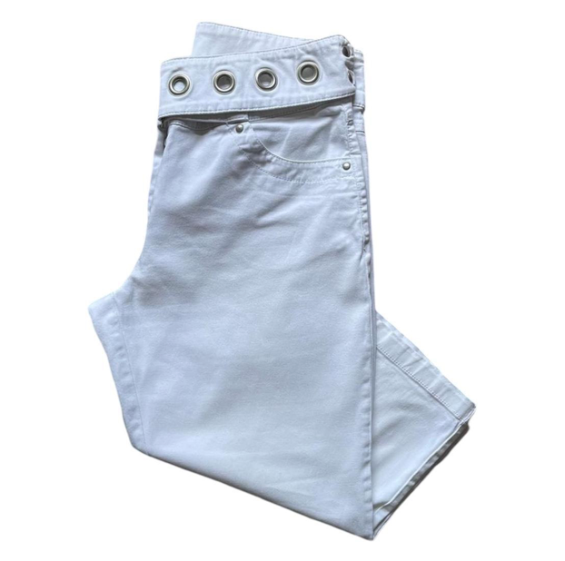 White Denim Eyelet Capris