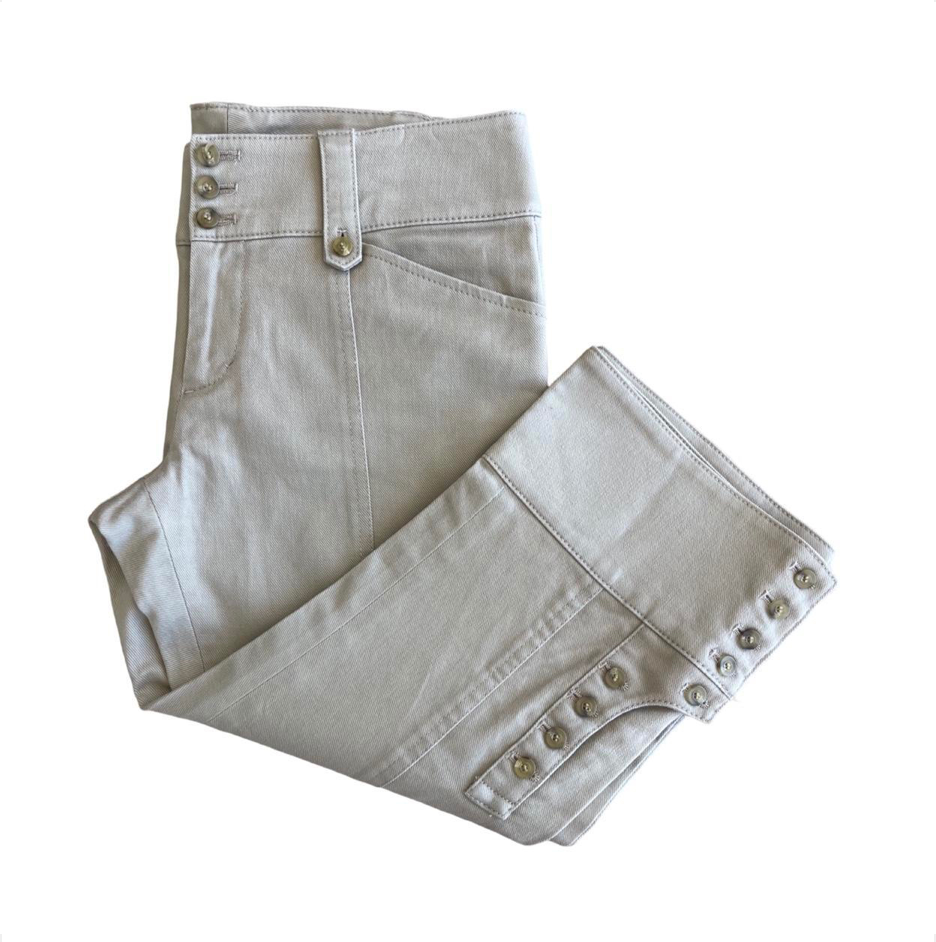 Cream Button Detail Capris