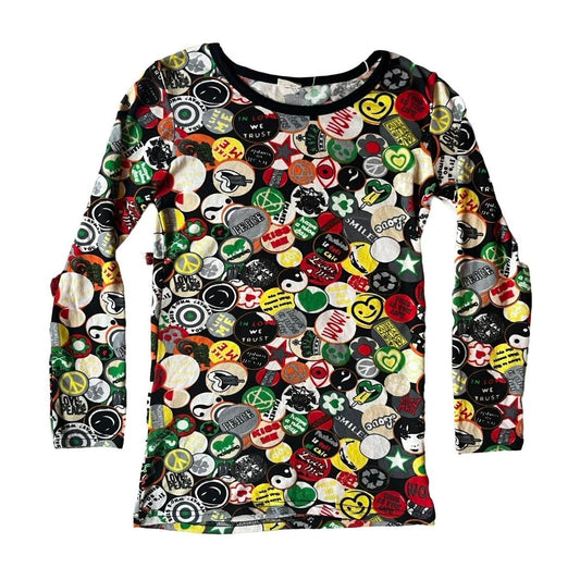 badge print long sleeve top