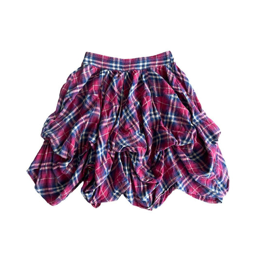 checked hitched ruffle skirt