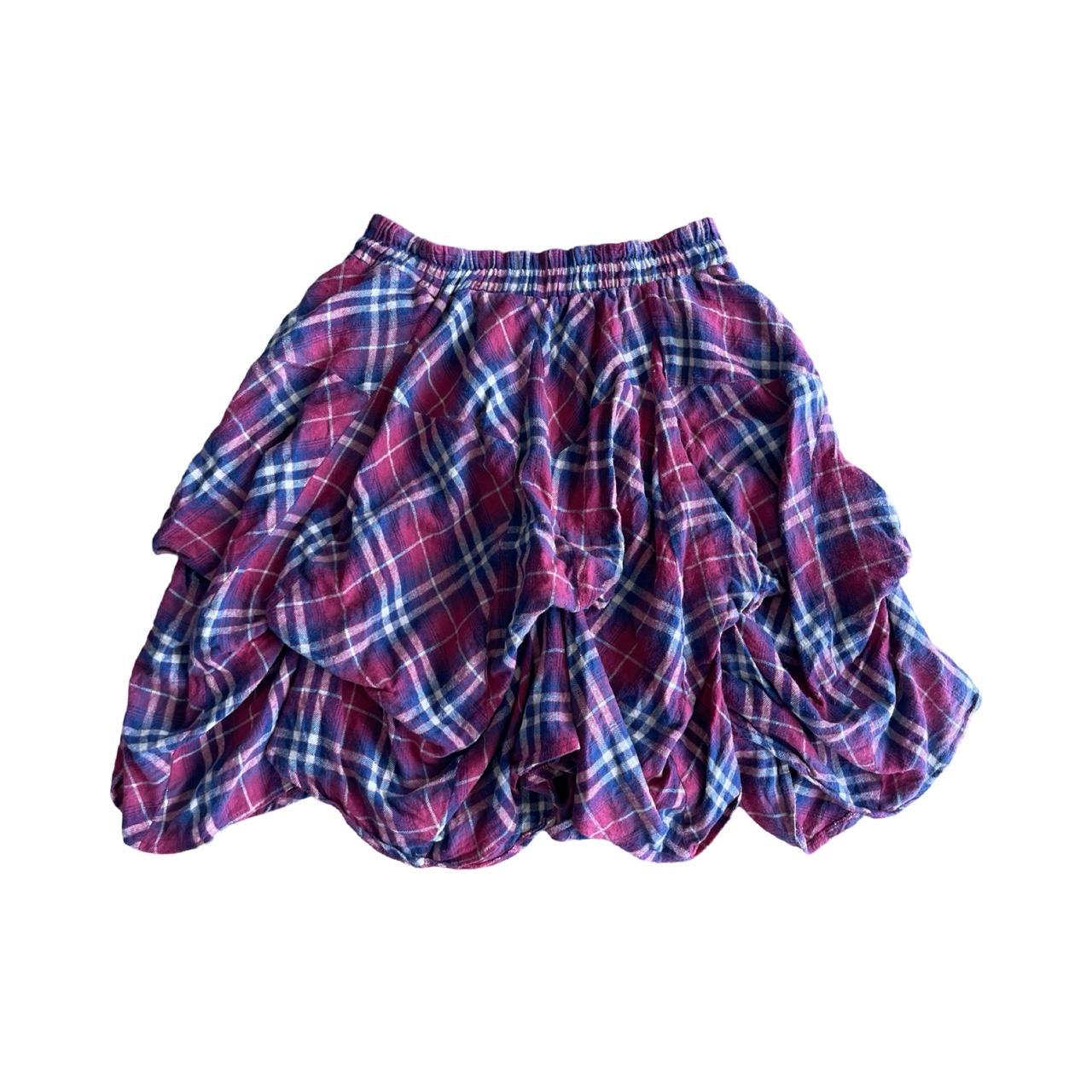 checked hitched ruffle skirt