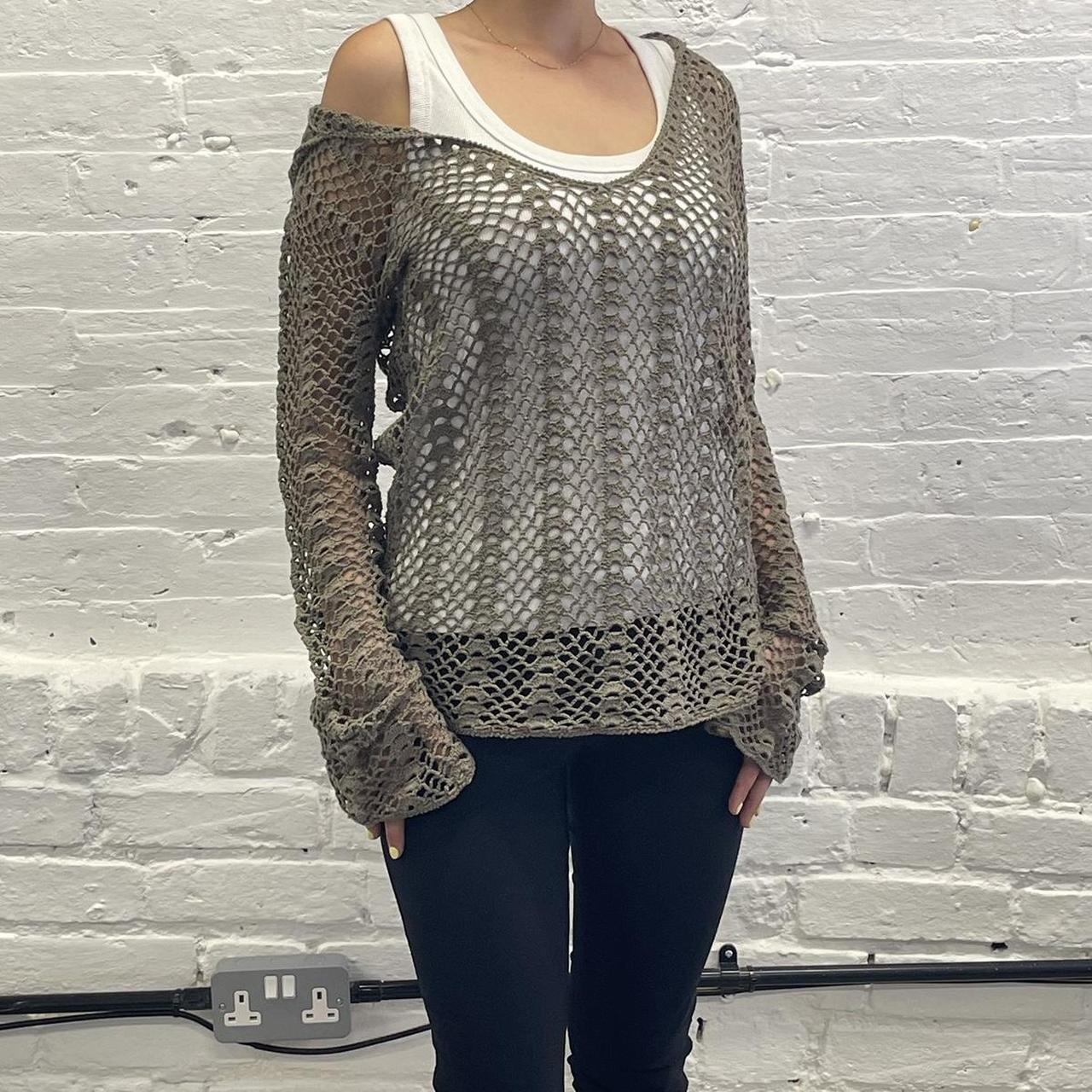 crochet fish net hooded top