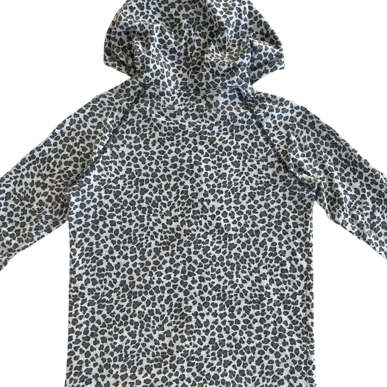 leopard print 3/4 sleeve hoodie