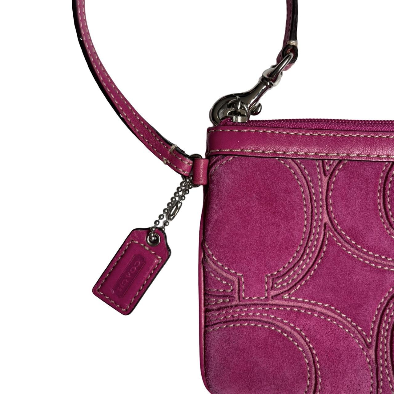 coach monogram suede wristlet