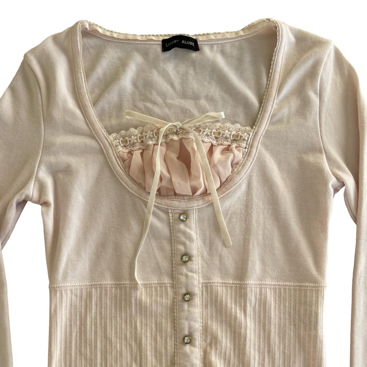 baby pink ribbon and lace longsleeve