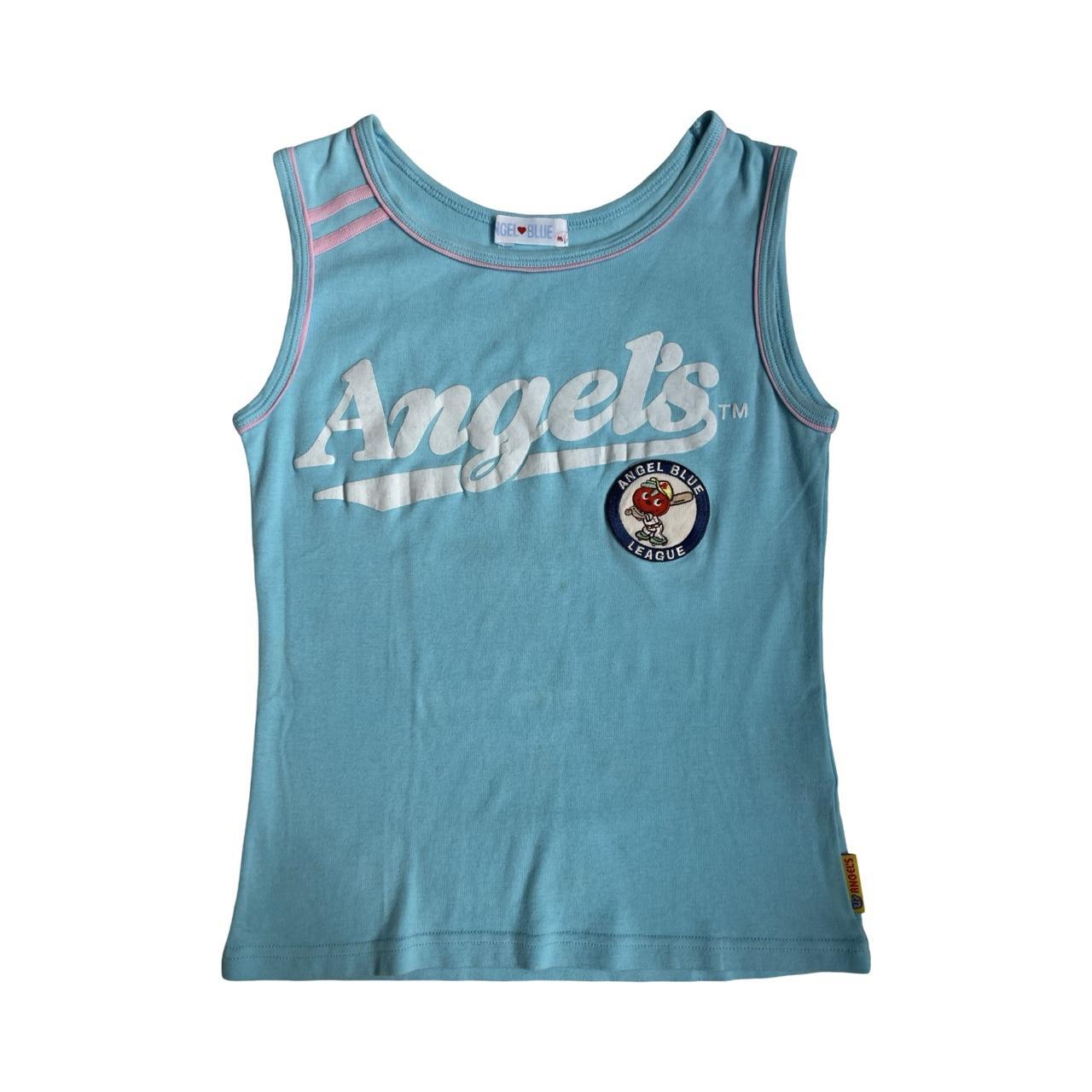 angel blue baseball slogan tank