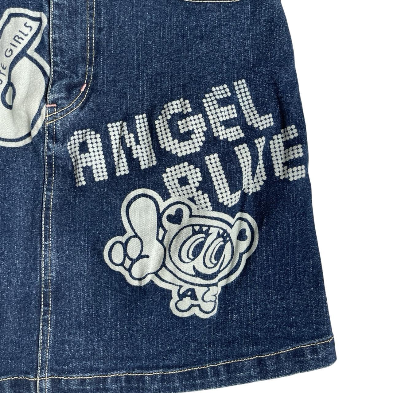 angel blue graphic denim skirt