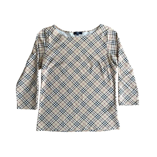 burberry nova check 3/4 sleeve top