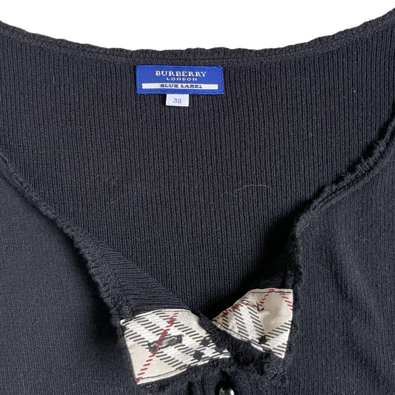 burberry cap sleeve knit button up top