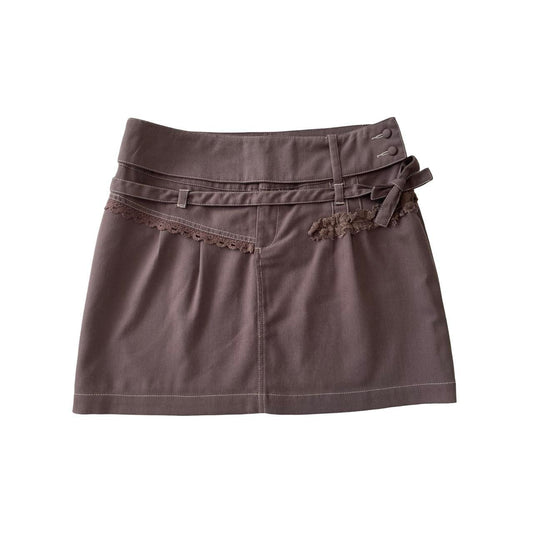 brown belt mini skirt