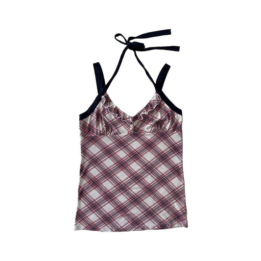 checked cami / halter neck top