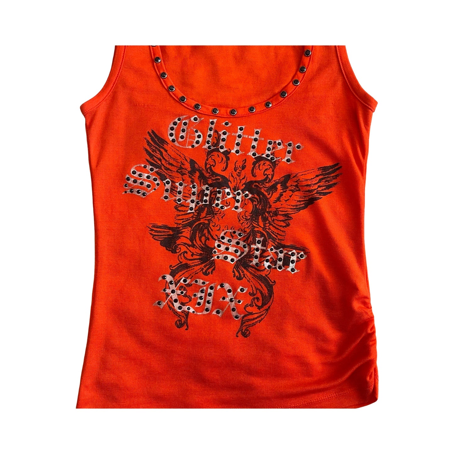 gothic graphic studded slogan vest