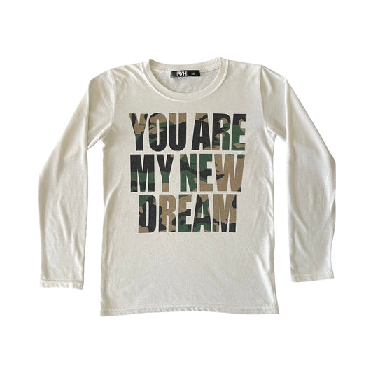 graphic camo slogan long sleeve