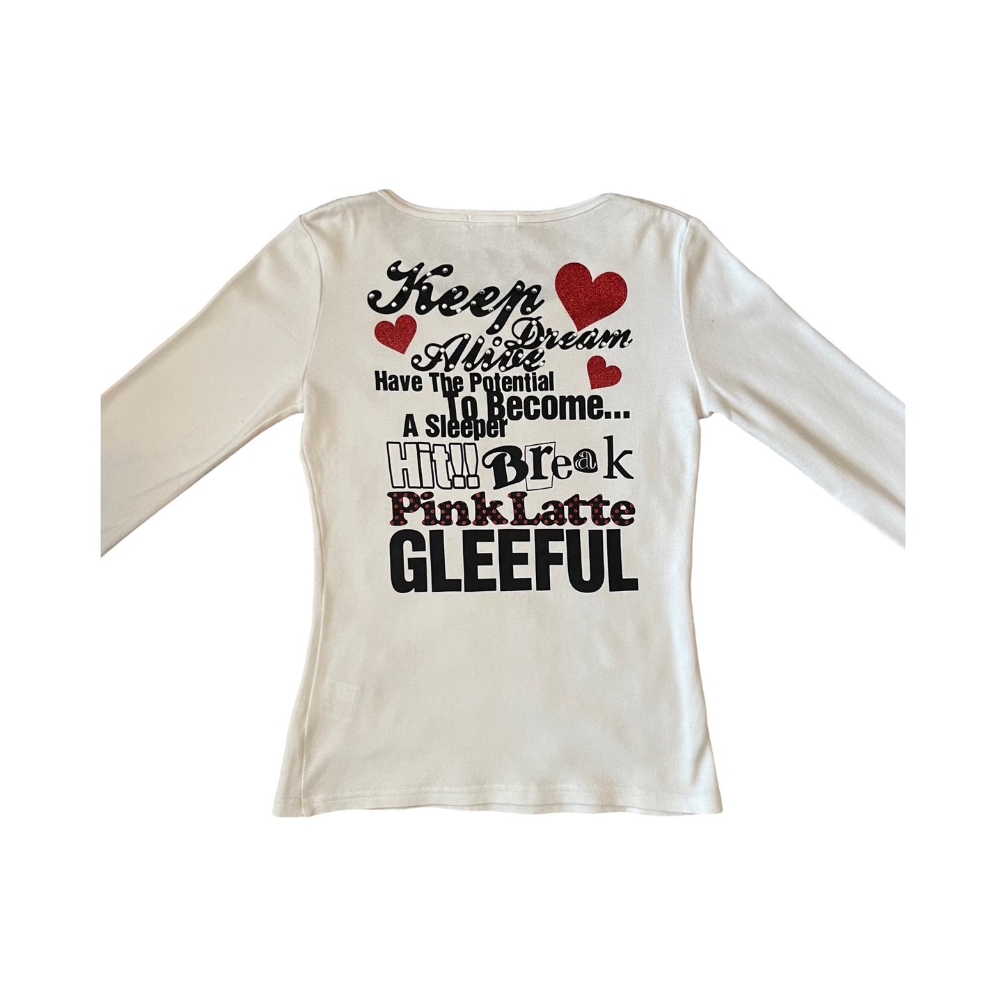 pink latte bayonetta graphic slogan long sleeve tshirt