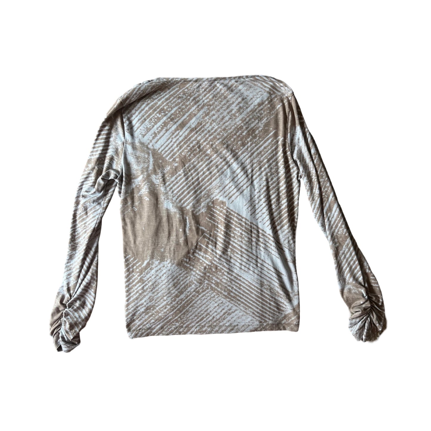 ruched printed long sleeve top