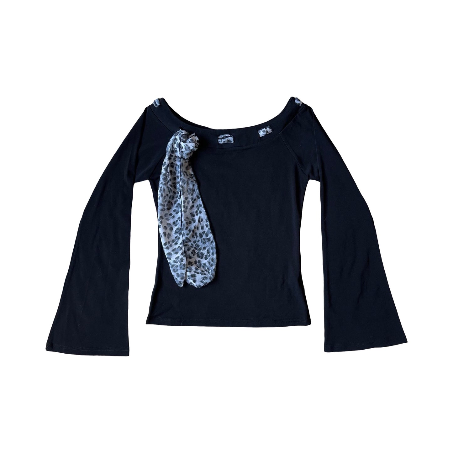 leopard tie boat neck longsleeve