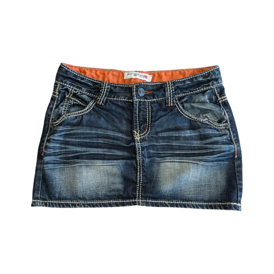 contrast stitch denim mini