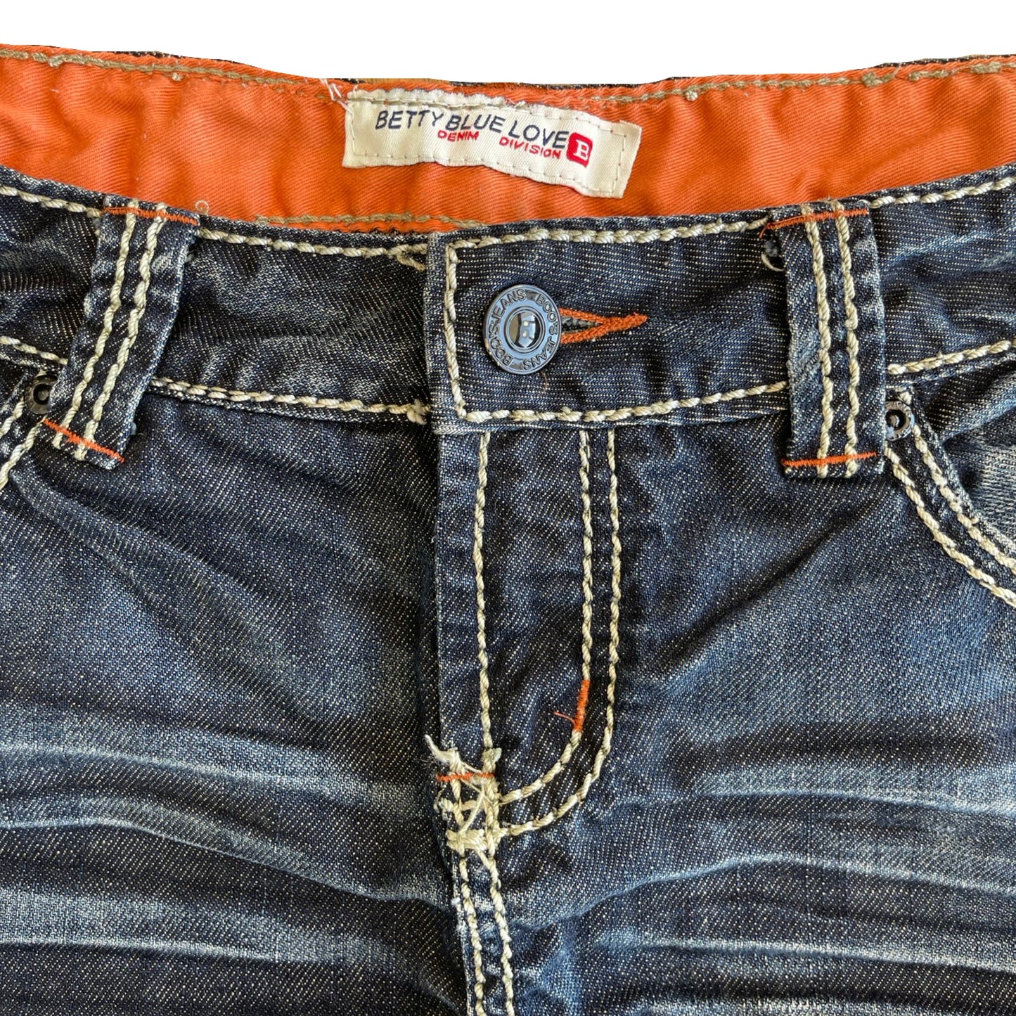 contrast stitch denim mini