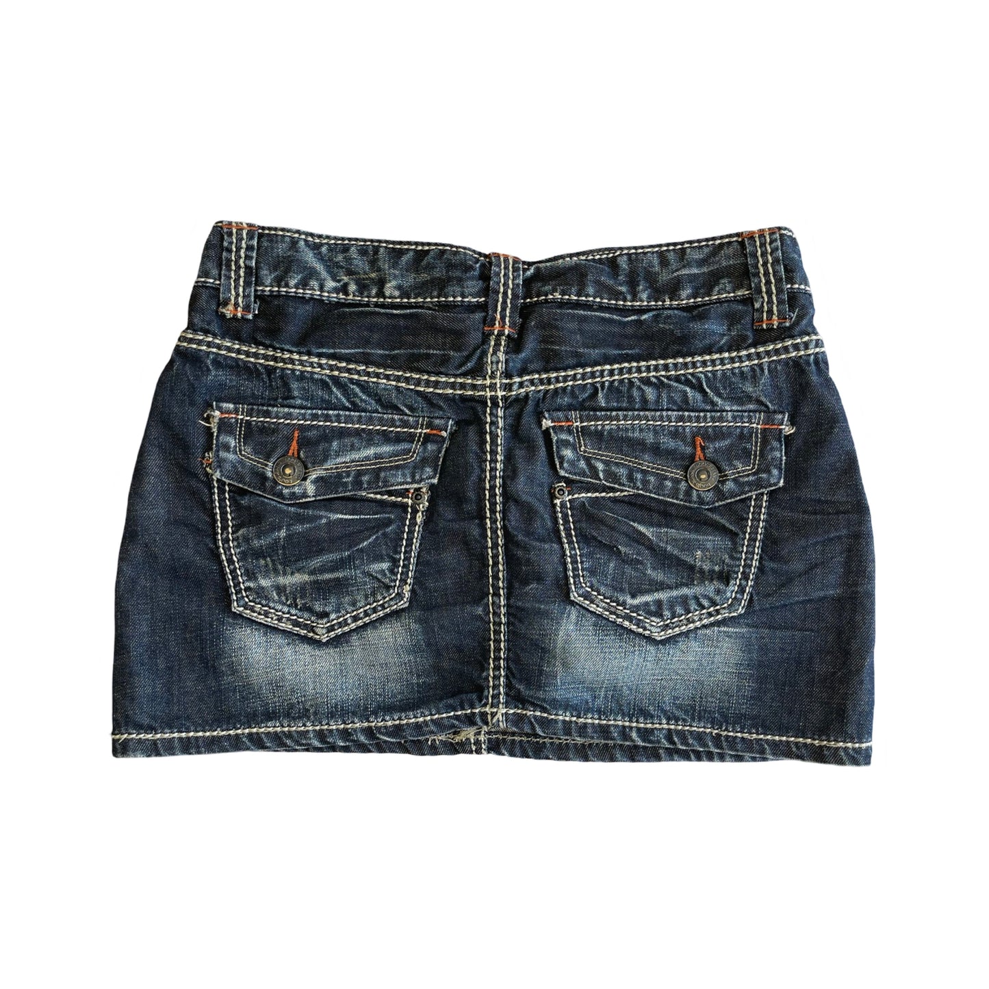 contrast stitch denim mini