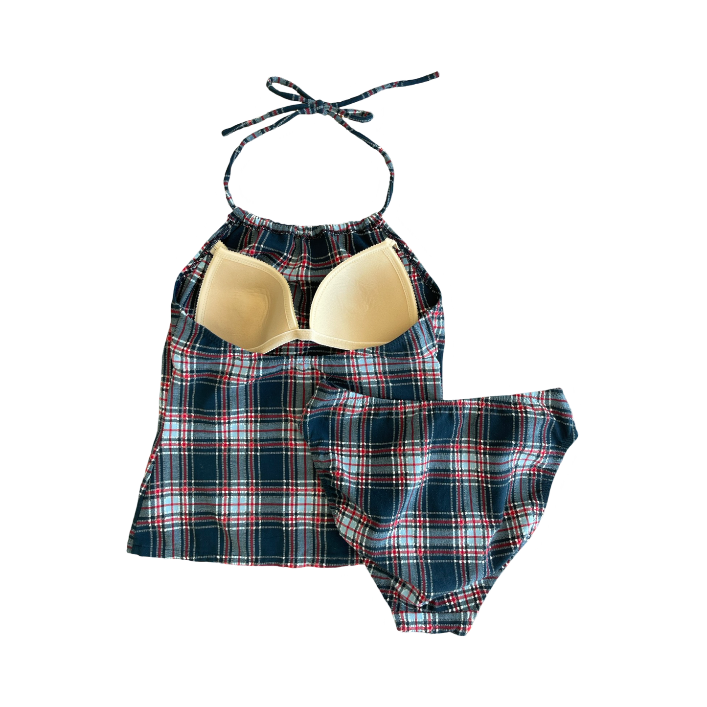 checked halter top bikini