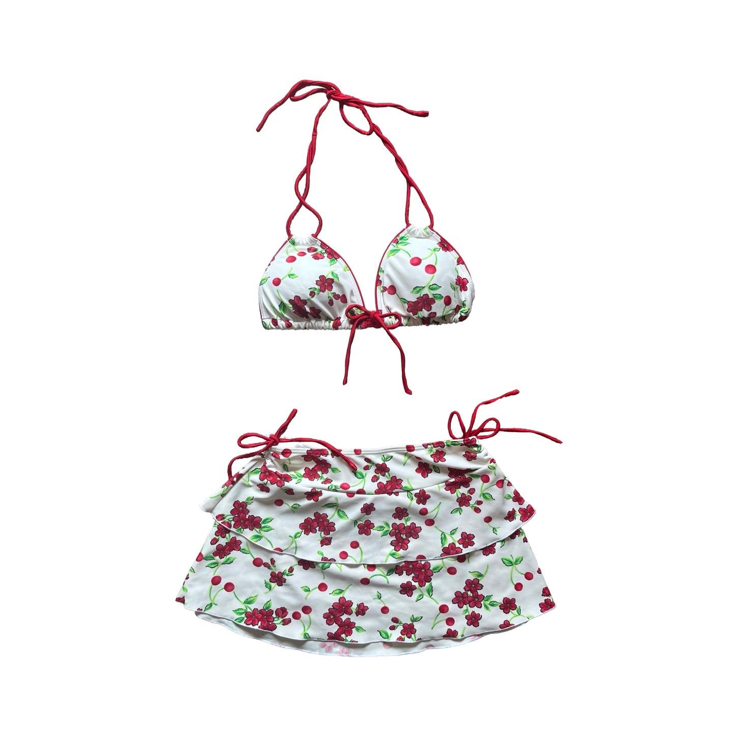 cherry / flower print bikini