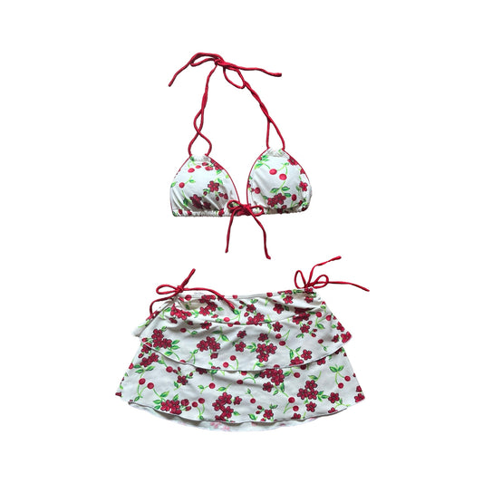 cherry / flower print bikini