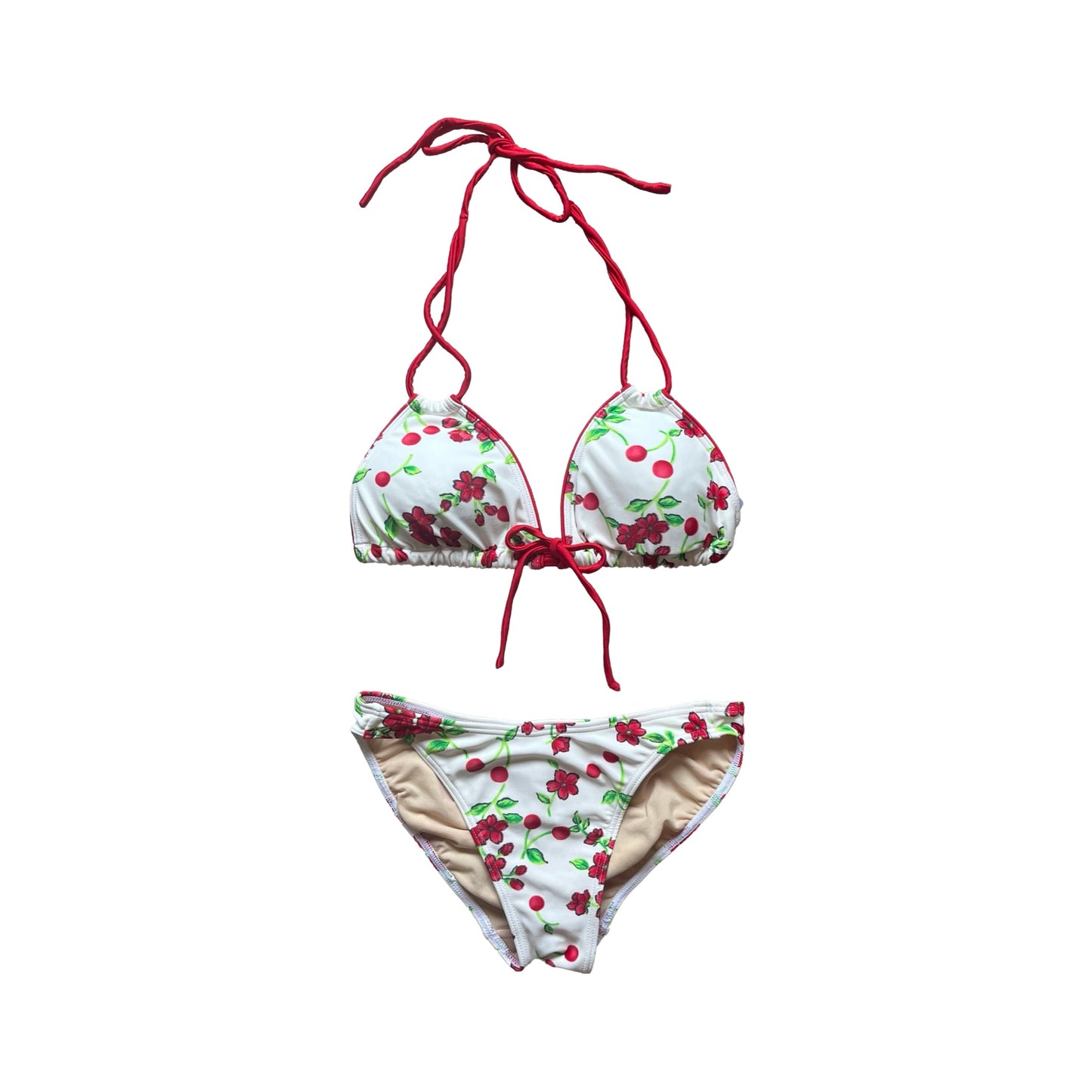 cherry / flower print bikini