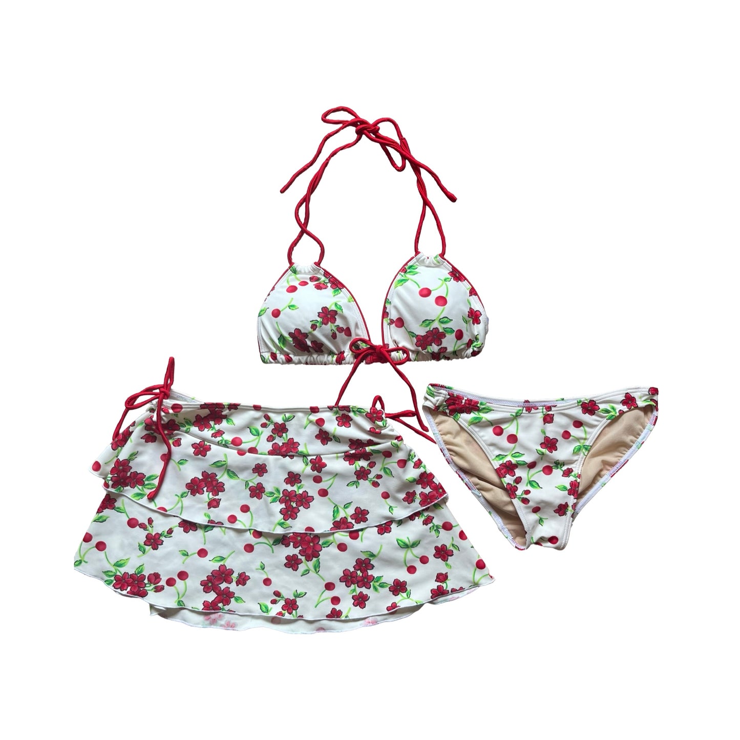 cherry / flower print bikini