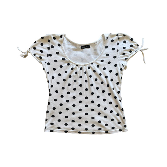 polka dot puff sleeve top