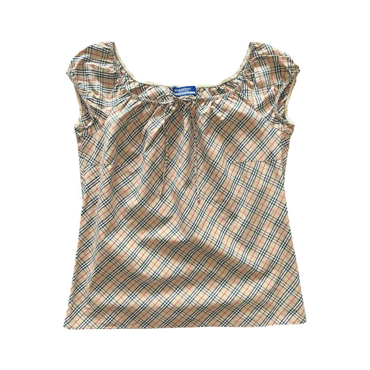 burberry nova check milkmaid blouse