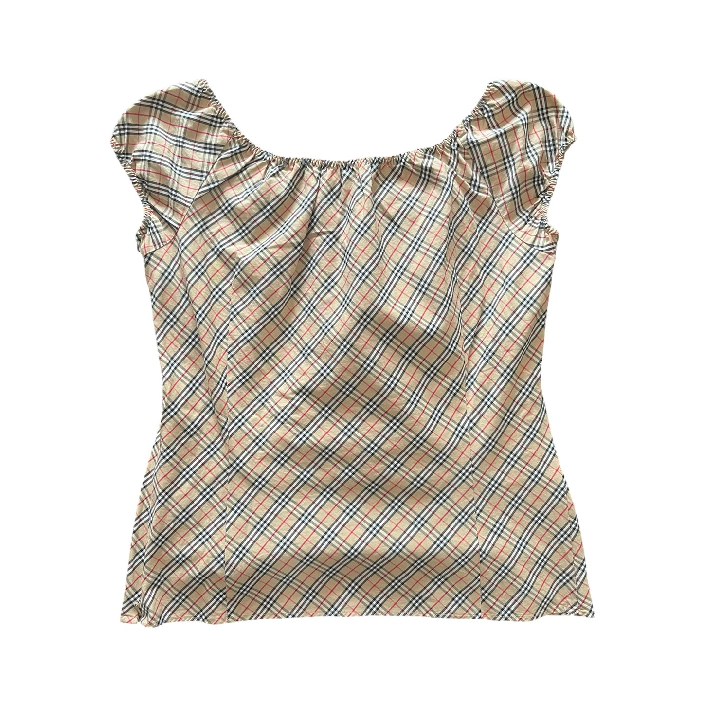 burberry nova check milkmaid blouse