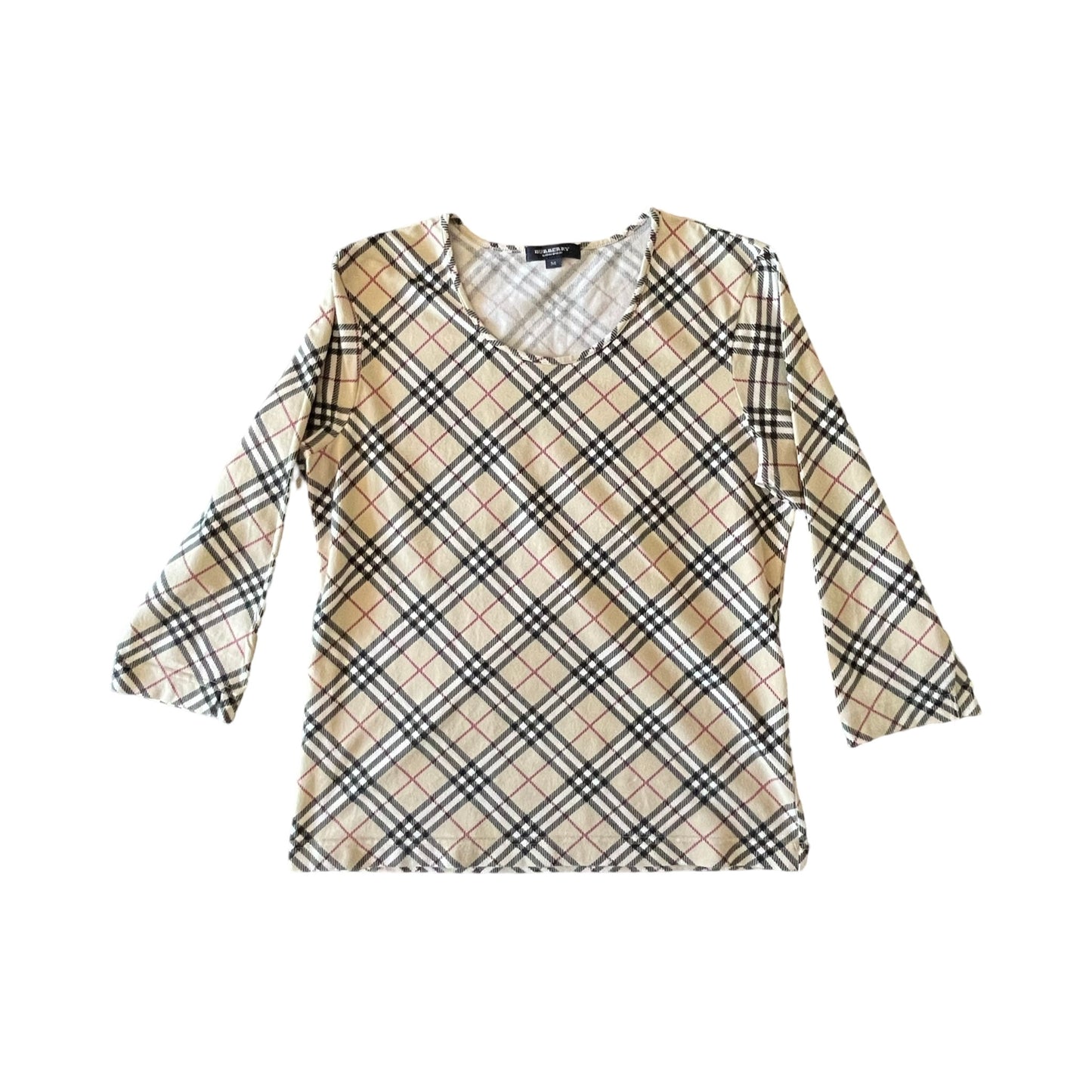 burberry nova check 3/4 sleeve top