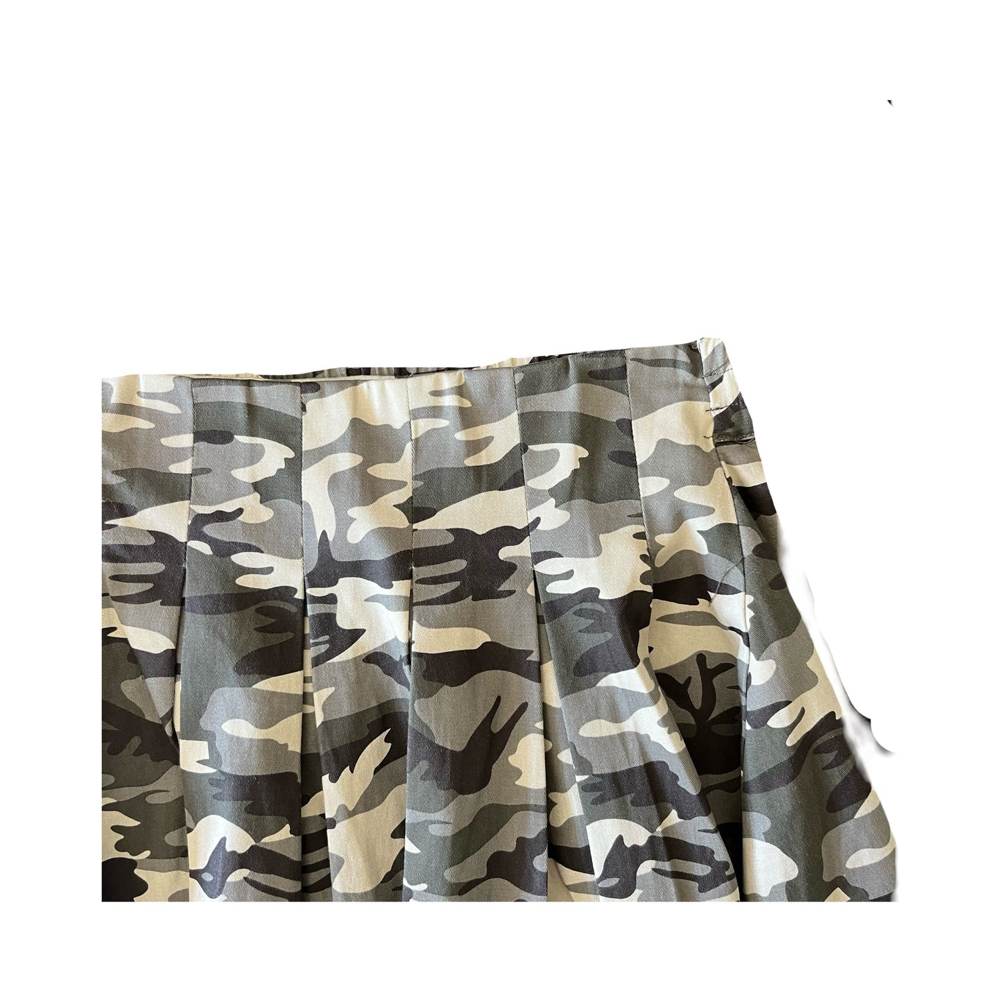 camo pleated midi skirt