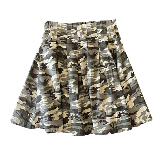 camo pleated midi skirt