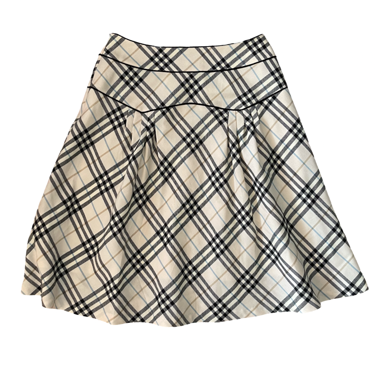 burberry blue label nova check midi skirt