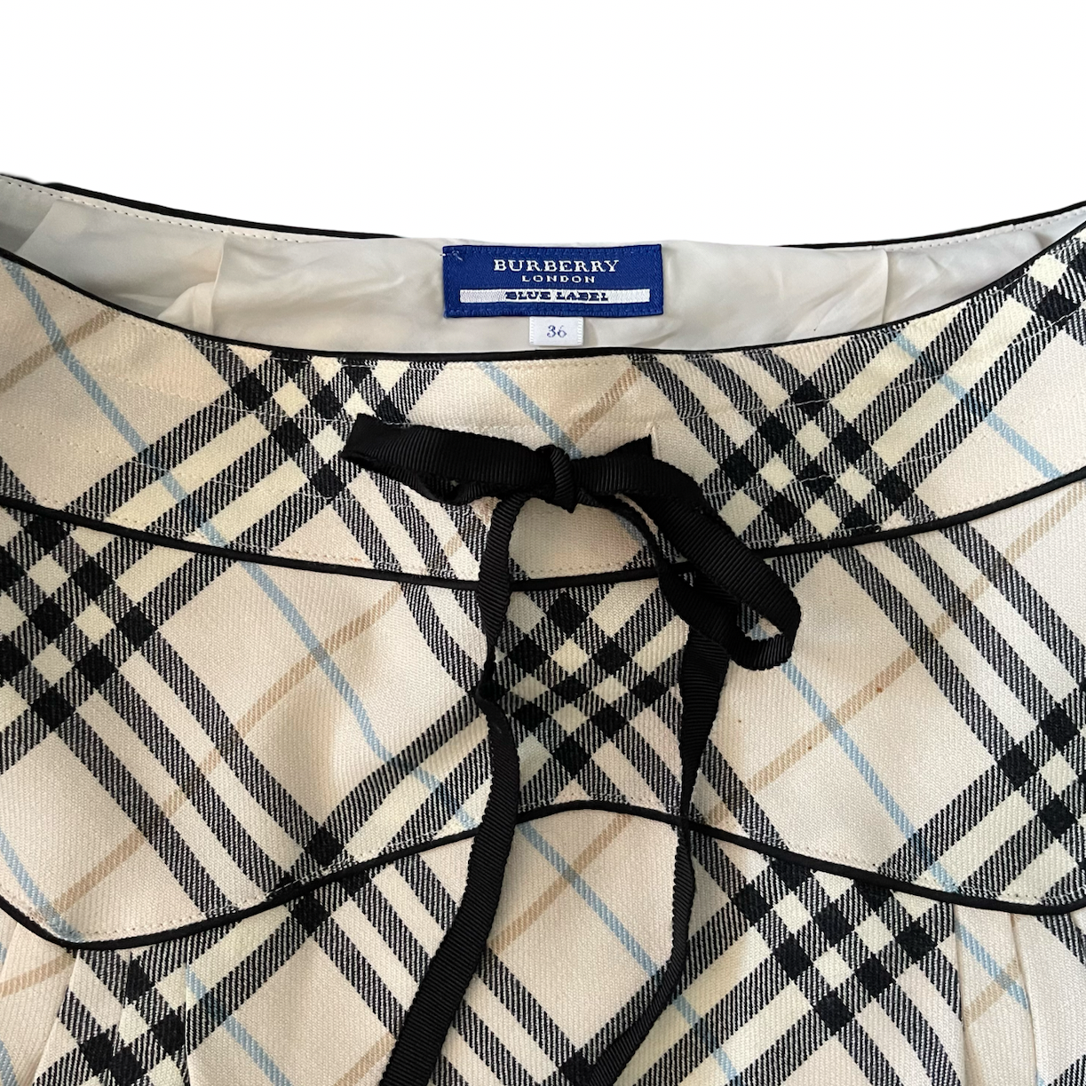 burberry blue label nova check midi skirt