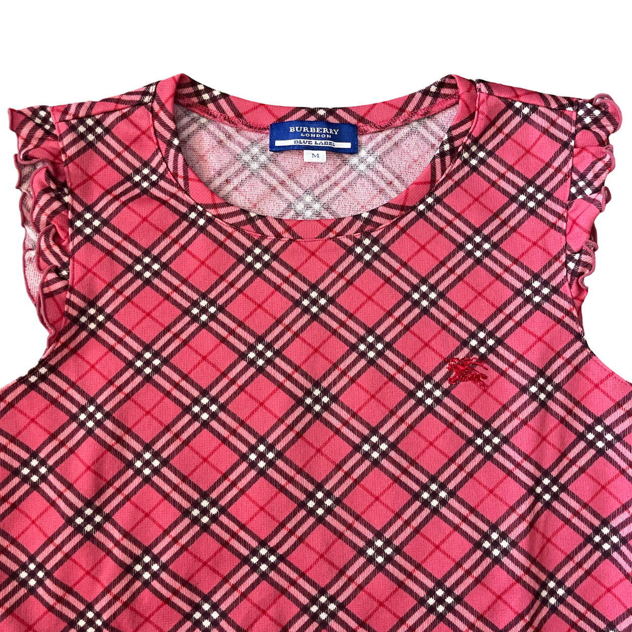 burberry blue label nova check frill top