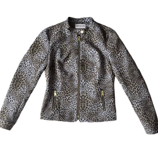 leopard print biker jacket