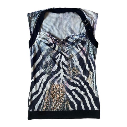 zebra & snake print cowl tank top