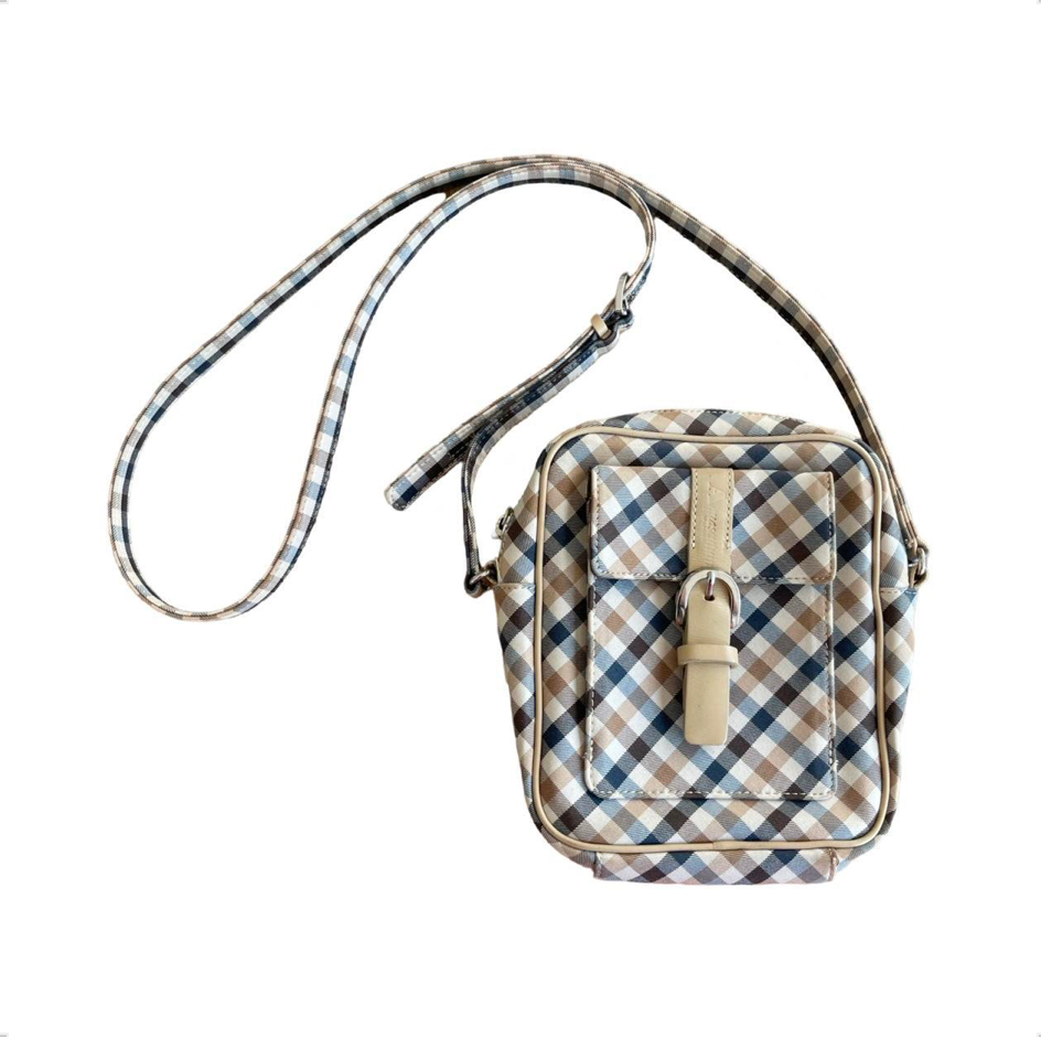 aquascutum checked side bag