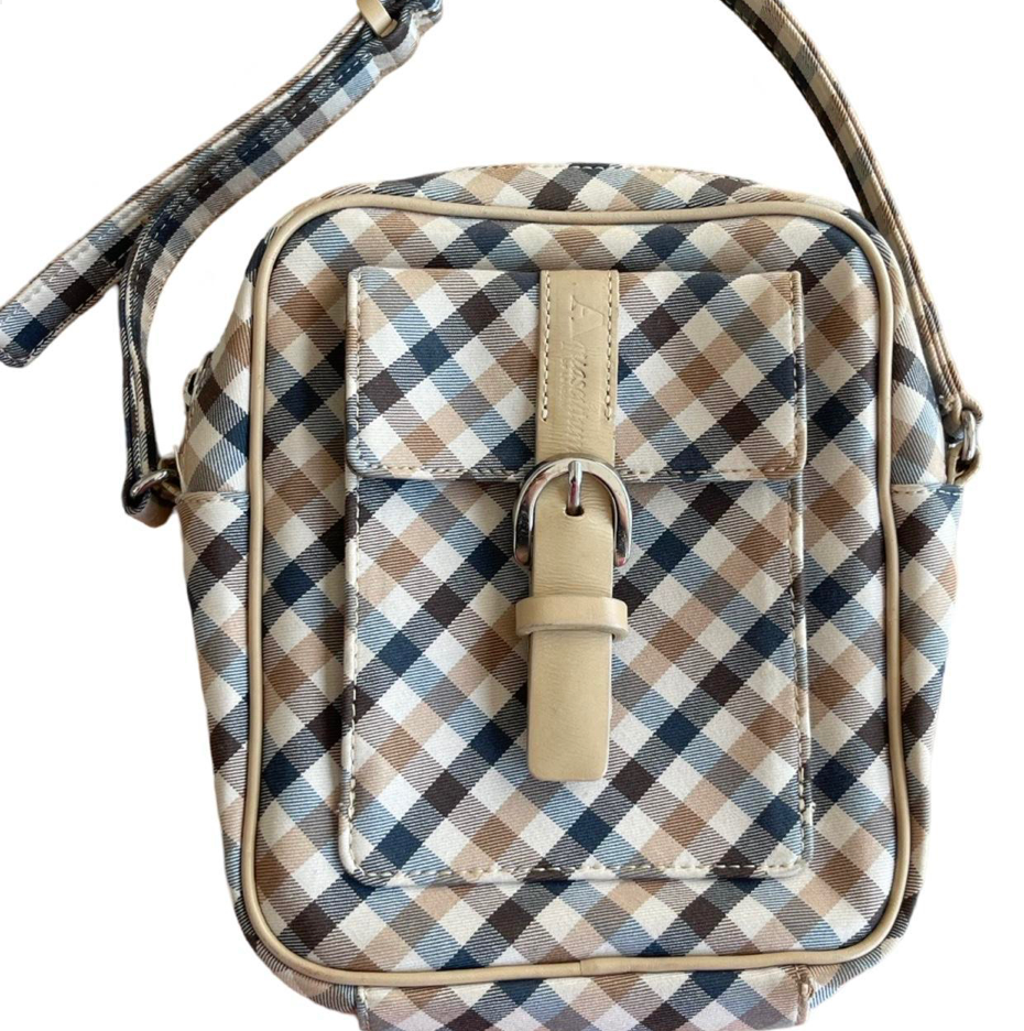 aquascutum checked side bag