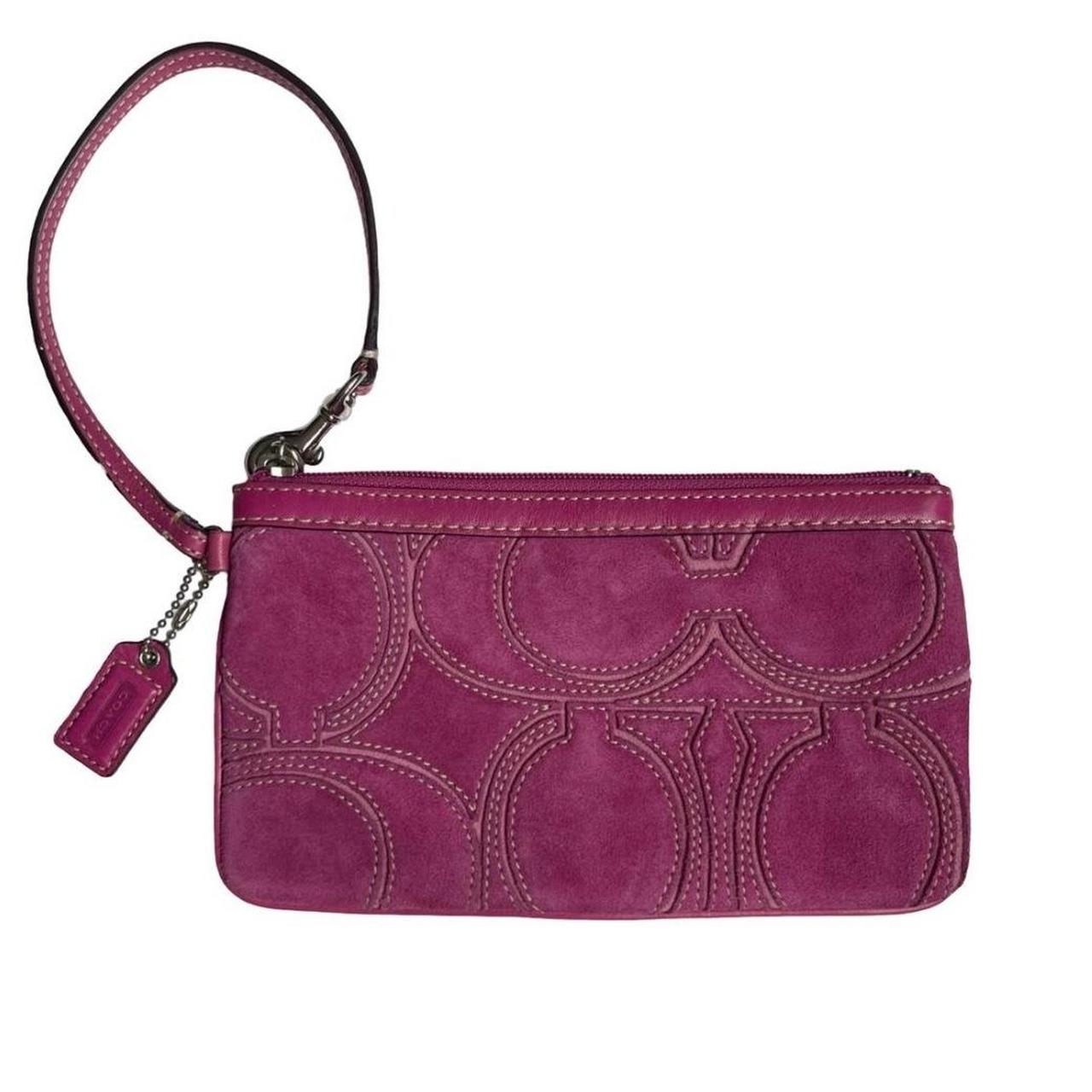 coach monogram suede wristlet