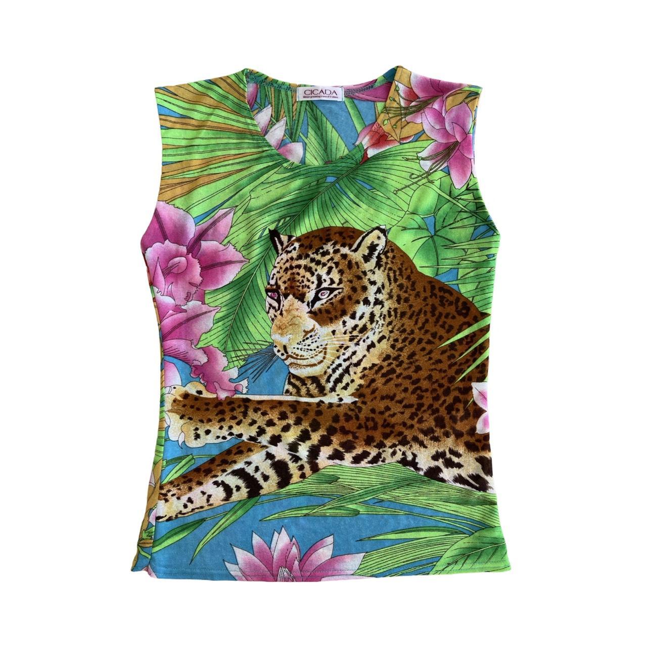 floral leopard graphic tank top