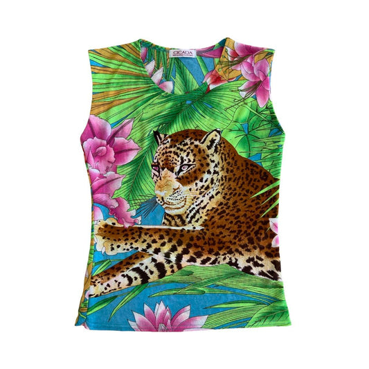 floral leopard graphic tank top